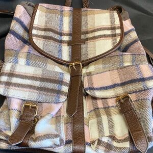 Under One Sky Plaid Backpack with Brown Details